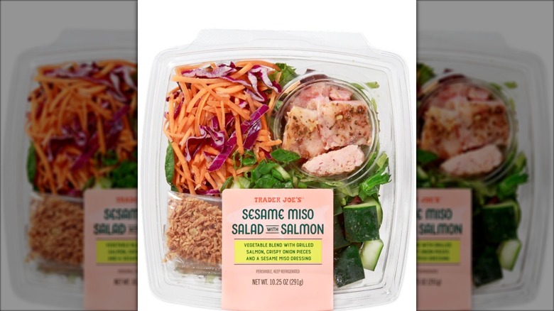 packaged salmon salad with greens
