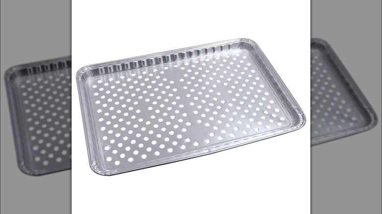 foil grill topper tray white background
