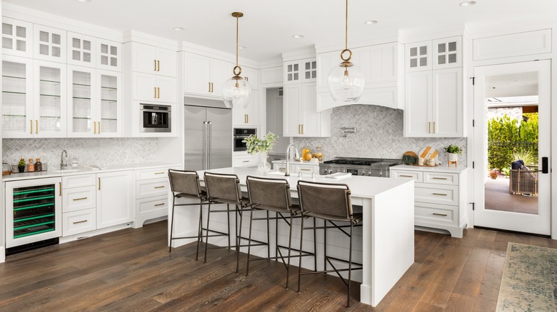 luxury kitchen with white cabinets
