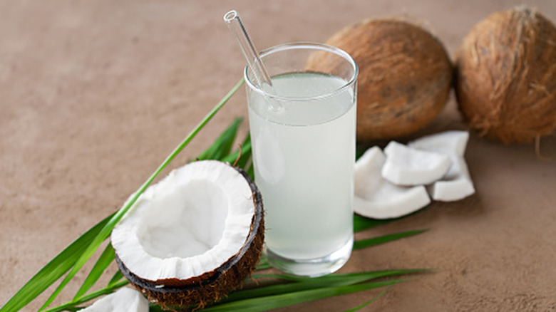 Coconut water in a glass