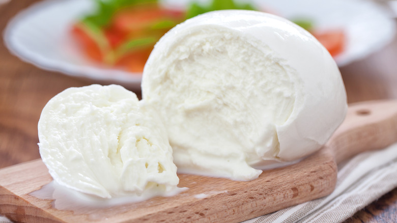 A split open buffalo mozzarella