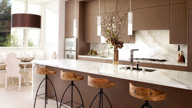 chocolate brown kitchen with bold cabinets