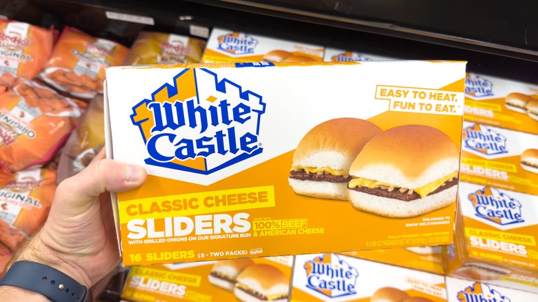 Pack of White Castle Classic Cheese Sliders at grocery store