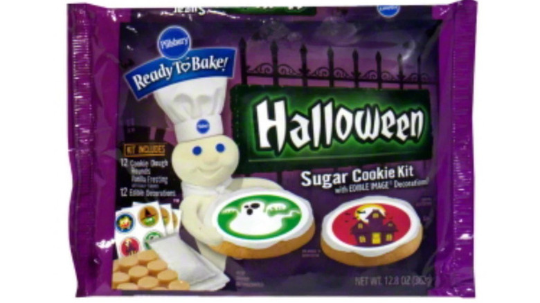 Package of Pillsbury Halloween-themed sugar cookie kit with edible images