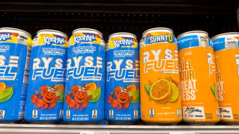 ryse fuel drinks on store shelf