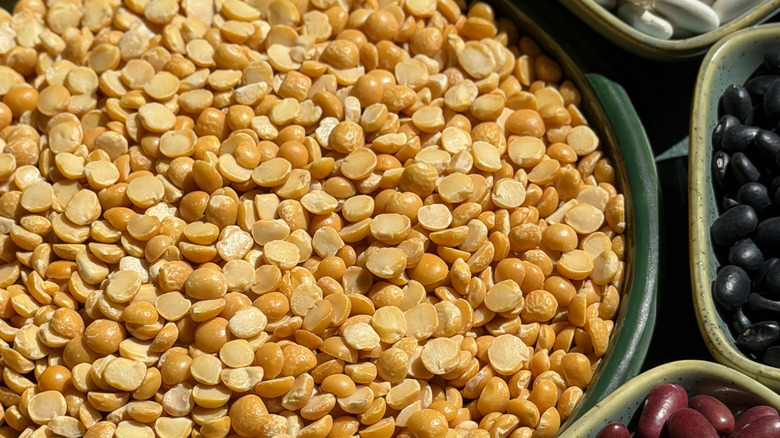 Close-up of split yellow peas