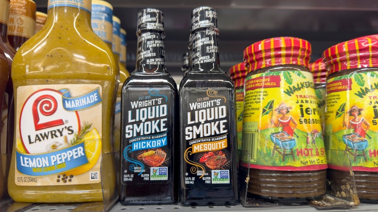 liquid smoke bottles among other seasonings