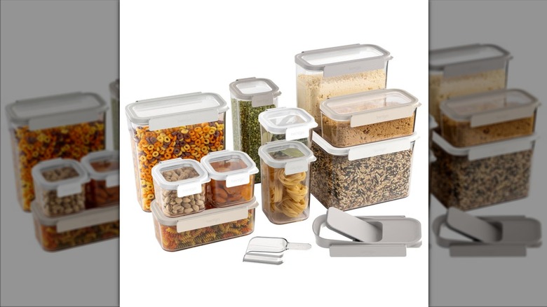 set of plastic containers for food storage
