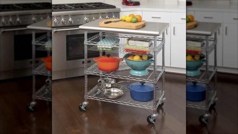 portable kitchen cart with storage