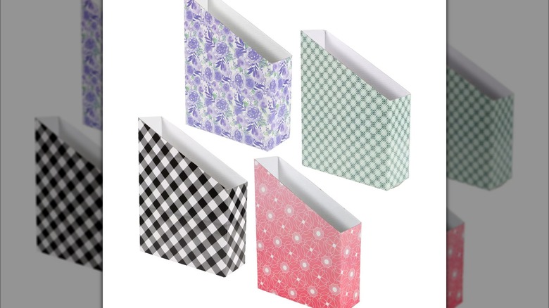 multicolored file holders made of cardboard