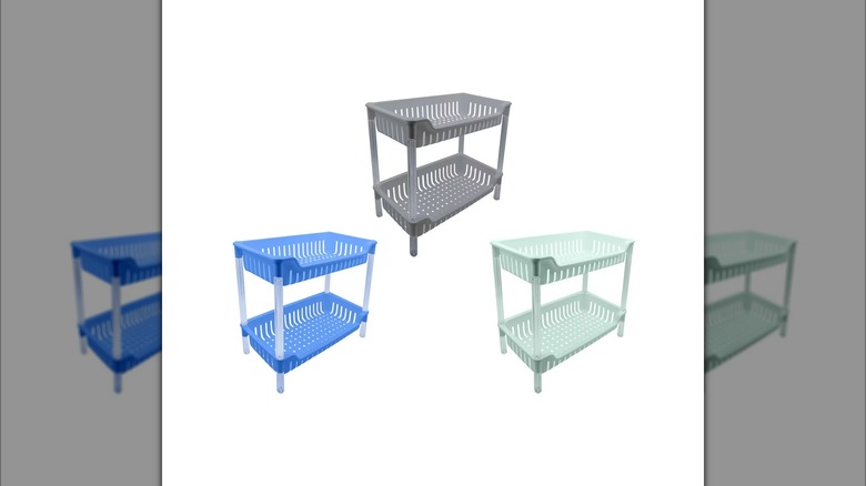multicolored plastic stacking racks