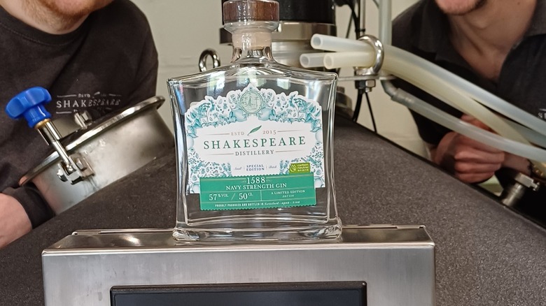 bottle of navy strength gin