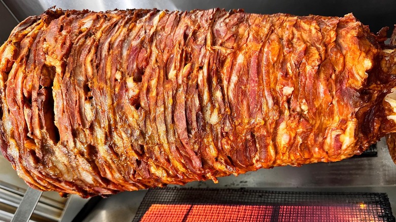 Al pastor on a spit 