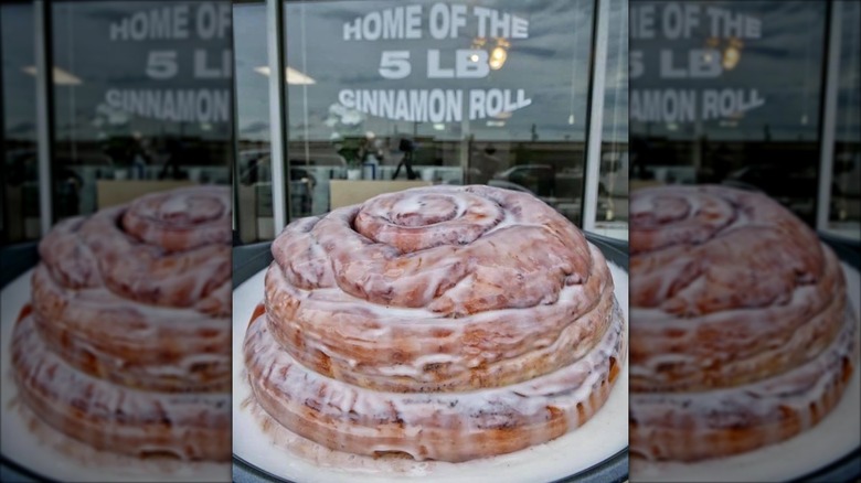 enormous cinnamon roll with icing