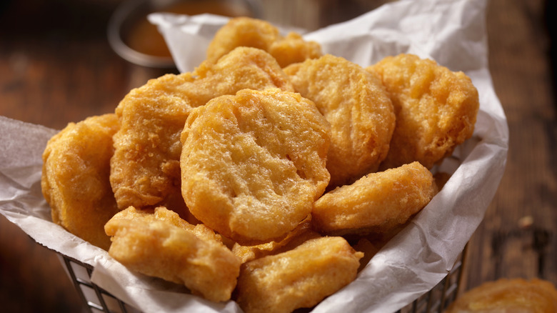 basket filled with chicken nuggets