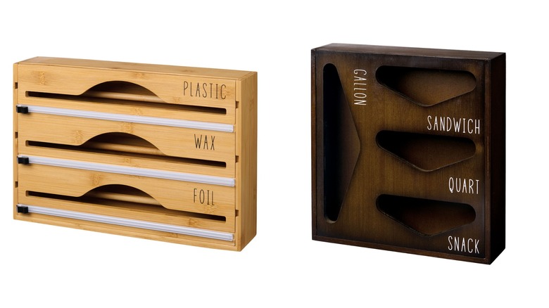 bamboo foil and wrap organizer with three tiers