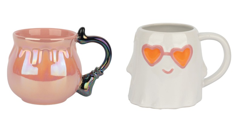 ceramic mug shaped like a smiling ghost