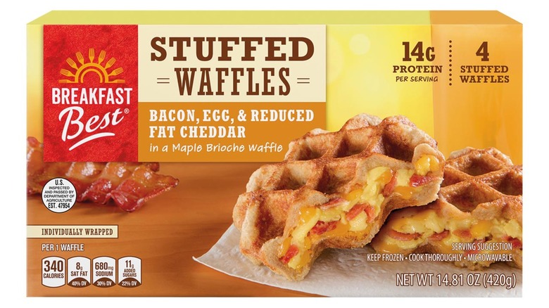 frozen stuffed waffles in yellow box