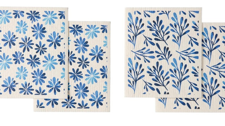 floral-patterned dish cloths in sets of two