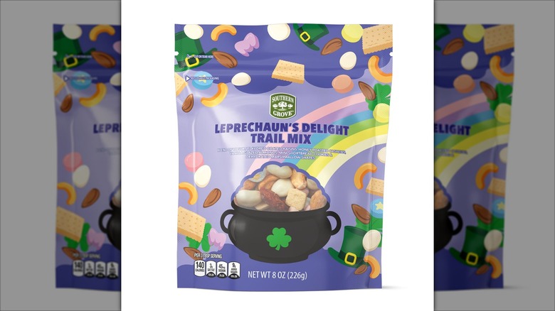 rainbow colored bag of st. patrick's themed trail mix