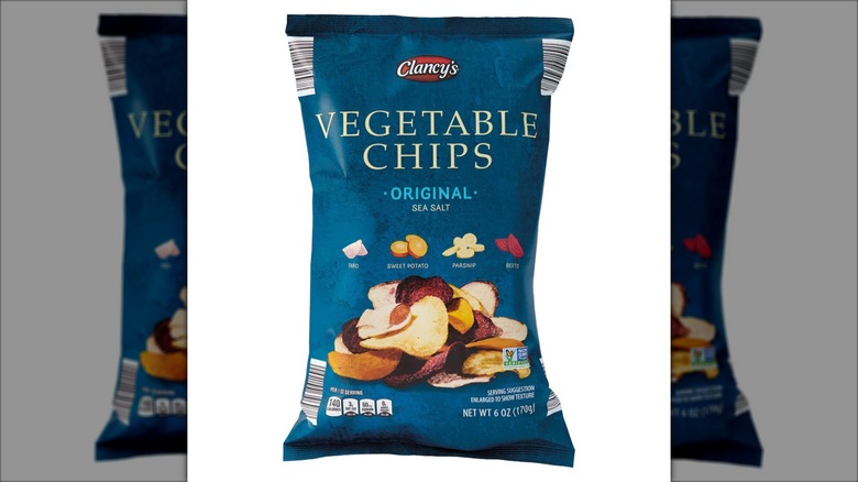blue bag of clancy's veggie chips