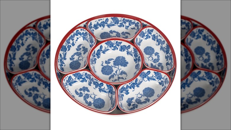 toile serving platter with removable compartments