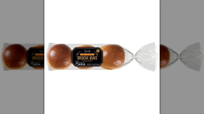 brioche burger buns in clear bag