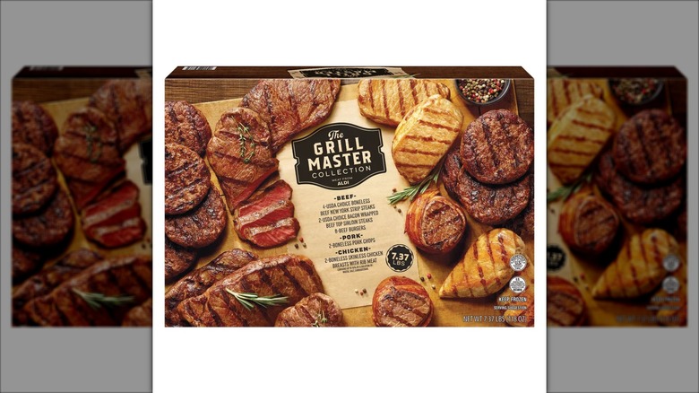 box of aldi meats for grilling