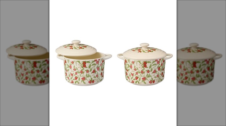 mini ceramic crocks with berry pattern