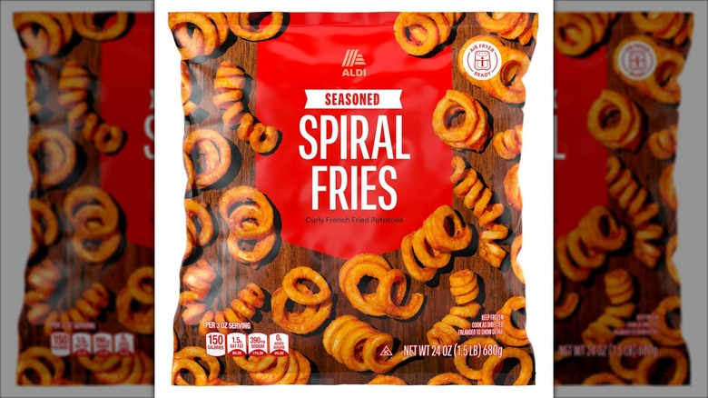 Spiral french fries in a bag