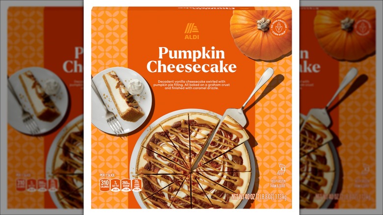 orange box of aldi pumpkin cheesecake