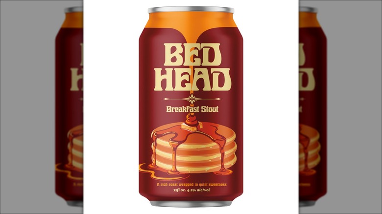 beer can depicting stack of pancakes
