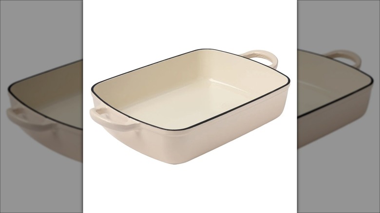 cream colored enamel roasting pan