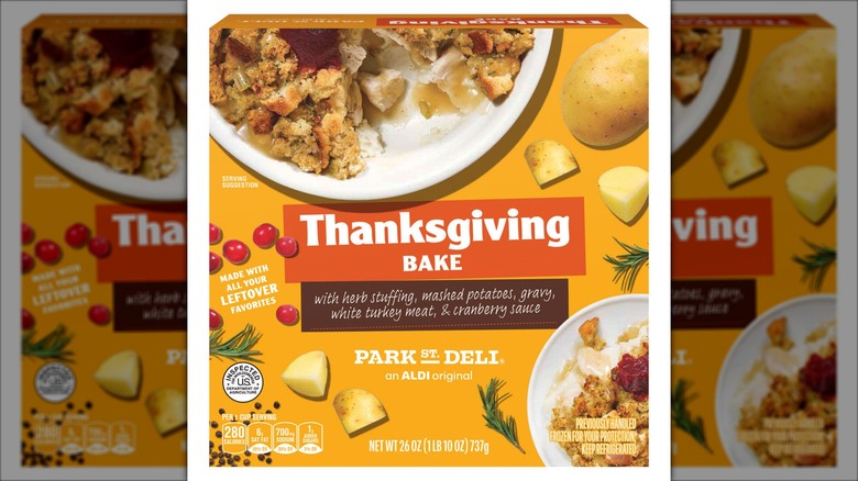 orange box of thanksgiving themed turkey casserole