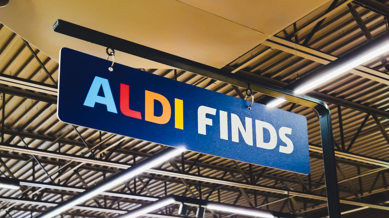 An Aldi Finds sign inside a store