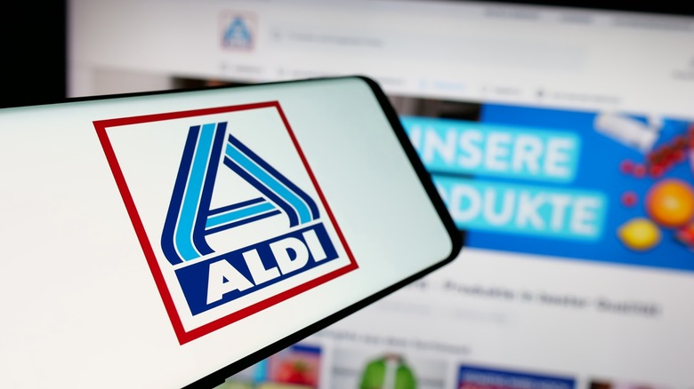 aldi logo on phone screen