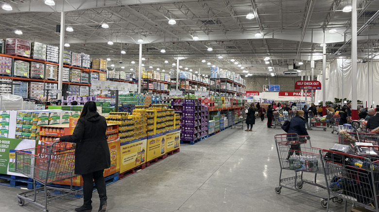 Inside a Costco warehouse store.