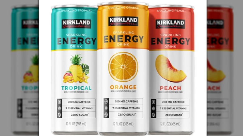 Cans of Kirkland Signature Sparkling Energy Drinks