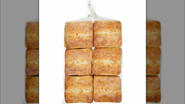 A close up of bags of Costco bakery artisan rolls