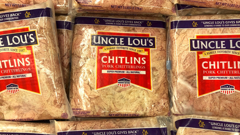Packaged pork chitlins.