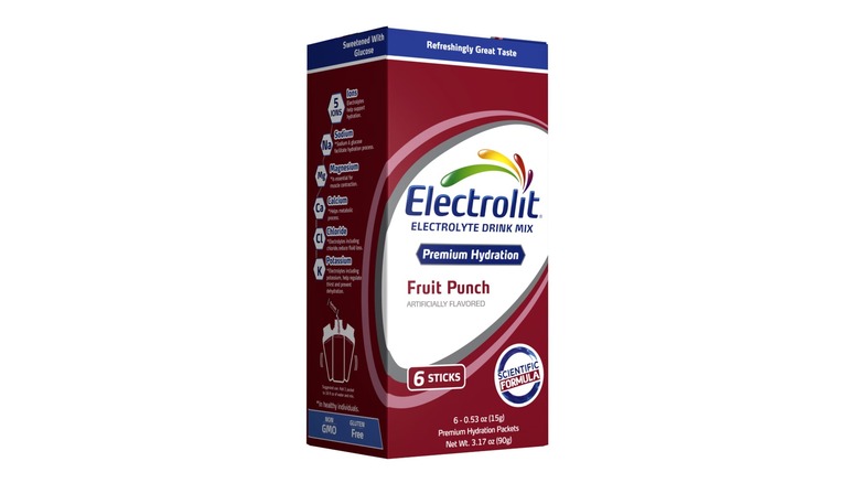 red box of electrolyte beverage packages