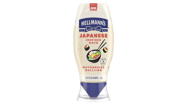 bottle of japanese inspired mayo with blue label