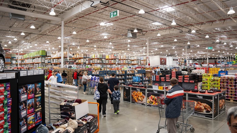 interior of a costco warehouse with customers