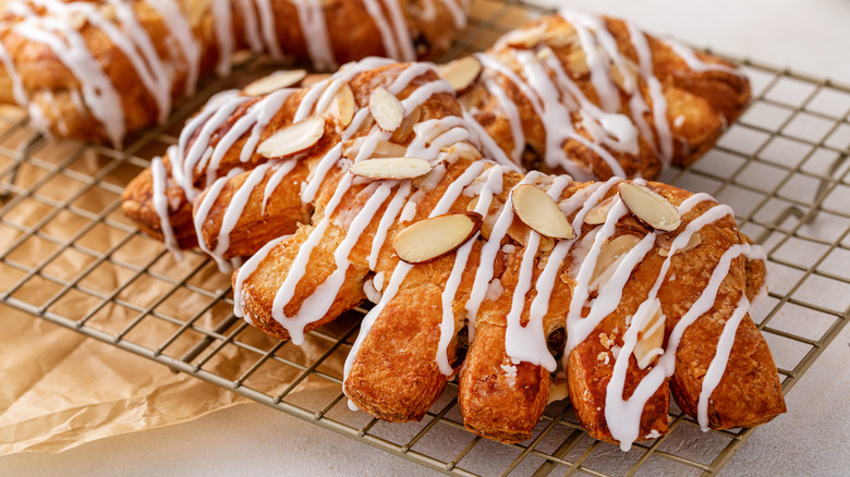 bear claw pastry topped with almonds