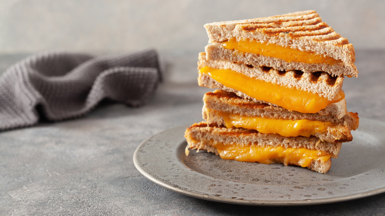 stacked grilled cheese sandwiches