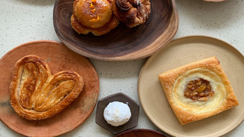 Table laid with baked goods from Gusto Bread