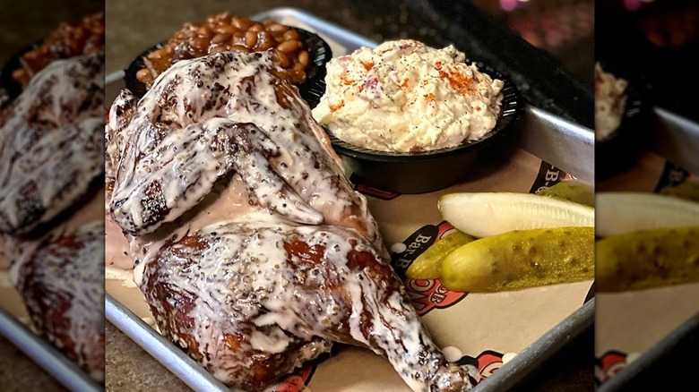 Chicken in Alabama white sauce from Big Bob Gibson's Bar-B-Q in Alabama