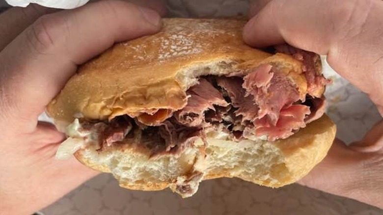 A pit beef sandwich from Jake's Grill in Maryland