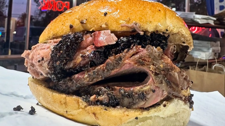 A brisket sandwich from Red White & Que Smokehouse in New Jersey