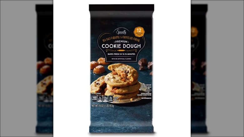 package of chocolate caramel cookie dough from aldi